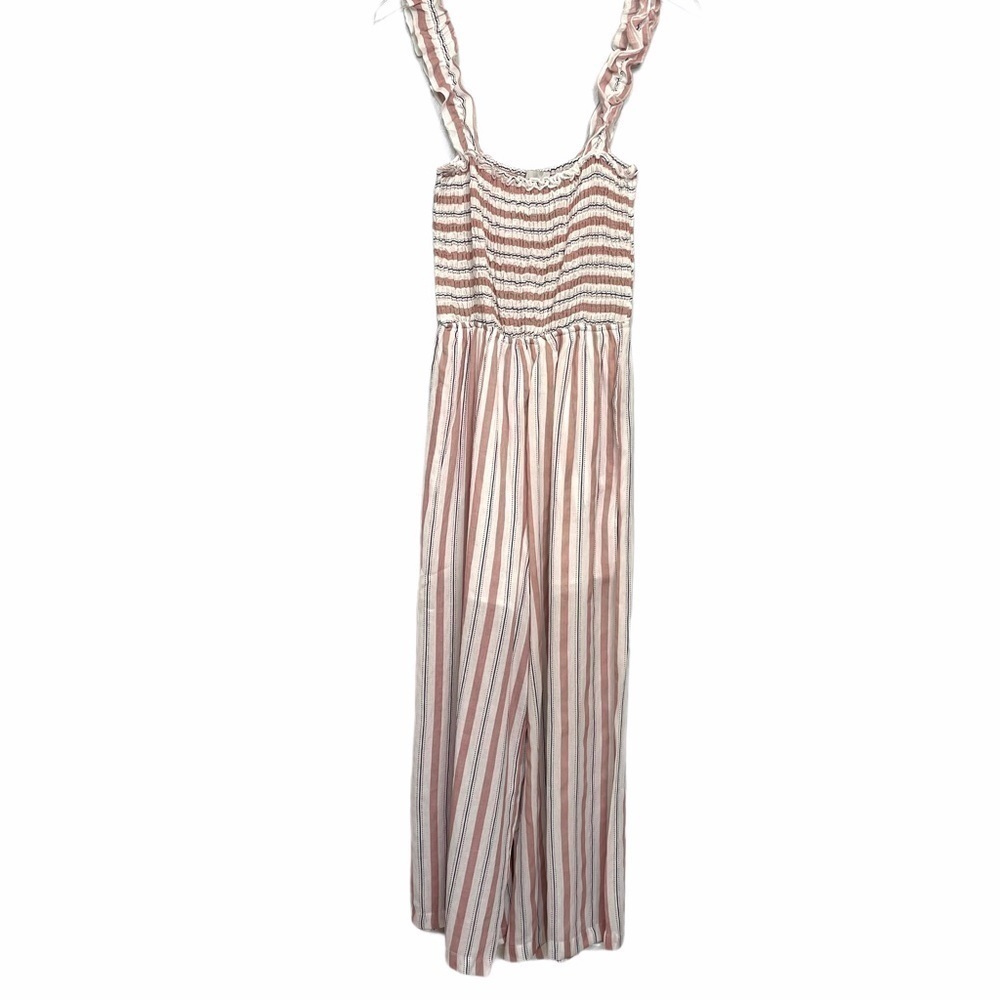 Hayden Smocked Bodice Striped Jumpsuit NWT Size M